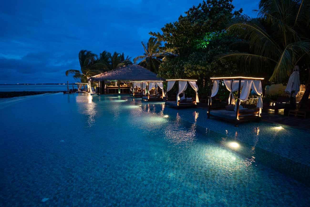 Pool at night at The Residence Maldives