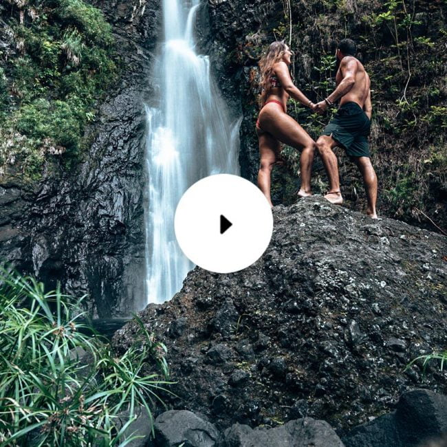 tahiti top three couple in waterfall