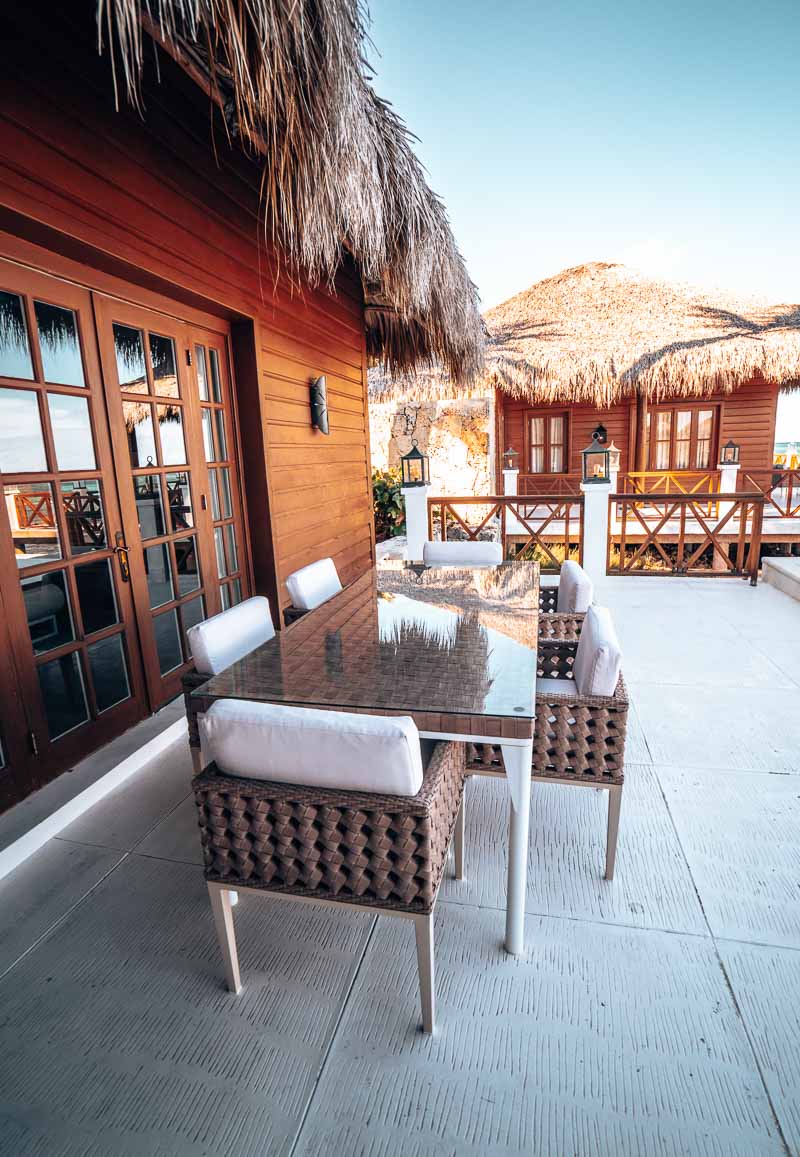 large patio on overwater bungalow