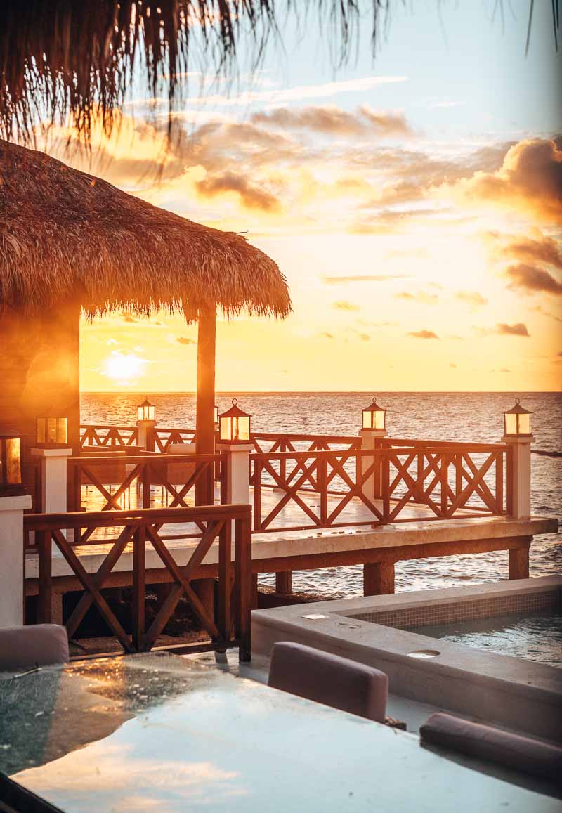 sunrise views from overwater bungalow